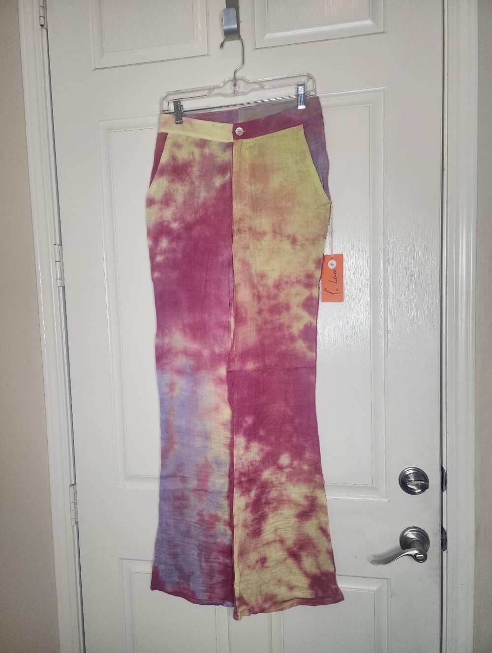 La Detresse Tie Dye High Waisted Wide Leg Pants Viscose Size Small